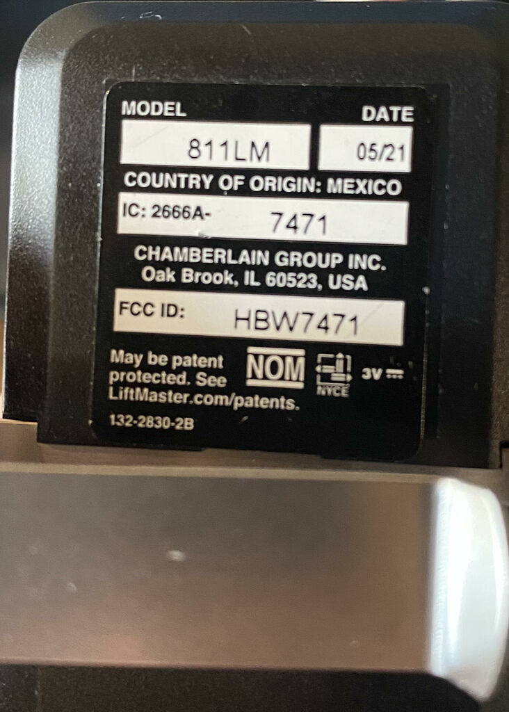 LiftMaster - Model: 811LM - Sub-GHz - Flipper Forum