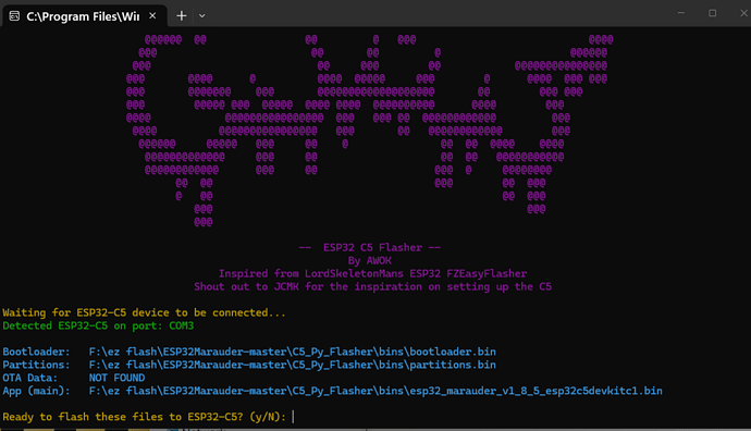 ESP32 Marauder C-5; disconnects during connecting process
